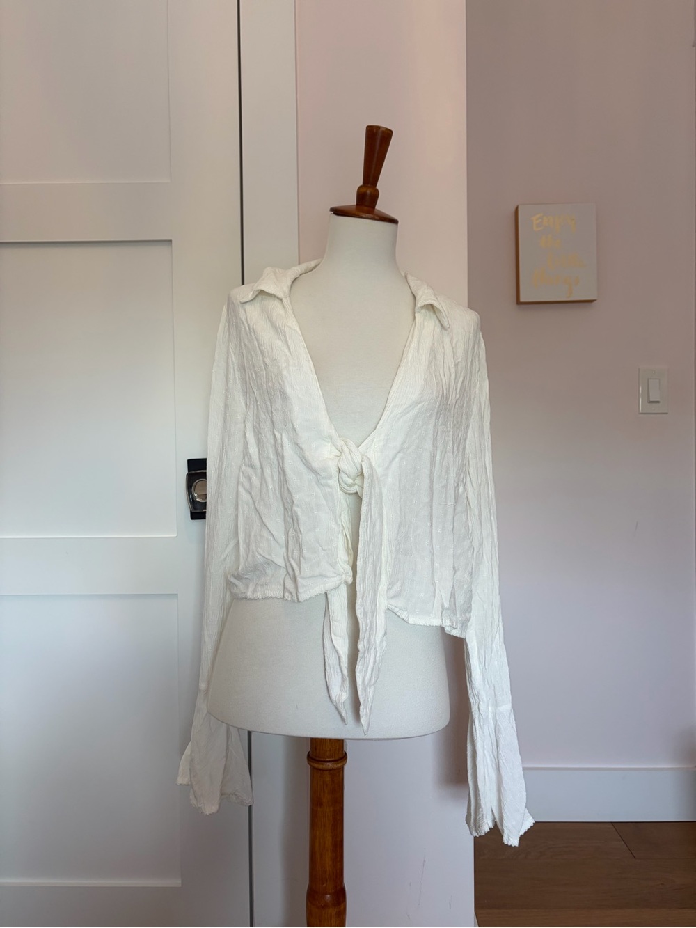 Free People White Tie-Front Lightweight Blouse
